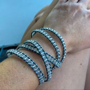 Victoria Emerson Dark Gray Wrap Bracelet with Iridescent Accent Jewels